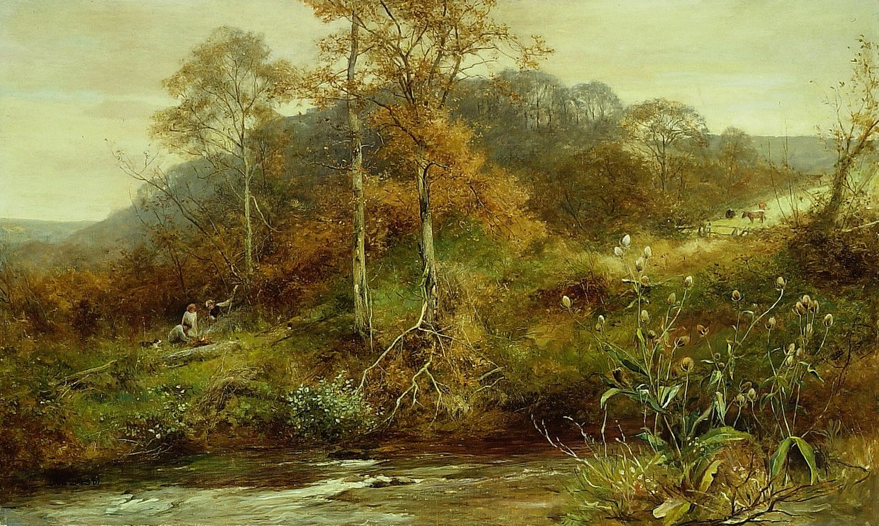 Herbstliche Flusslandschaft, Der Bach von David Bates