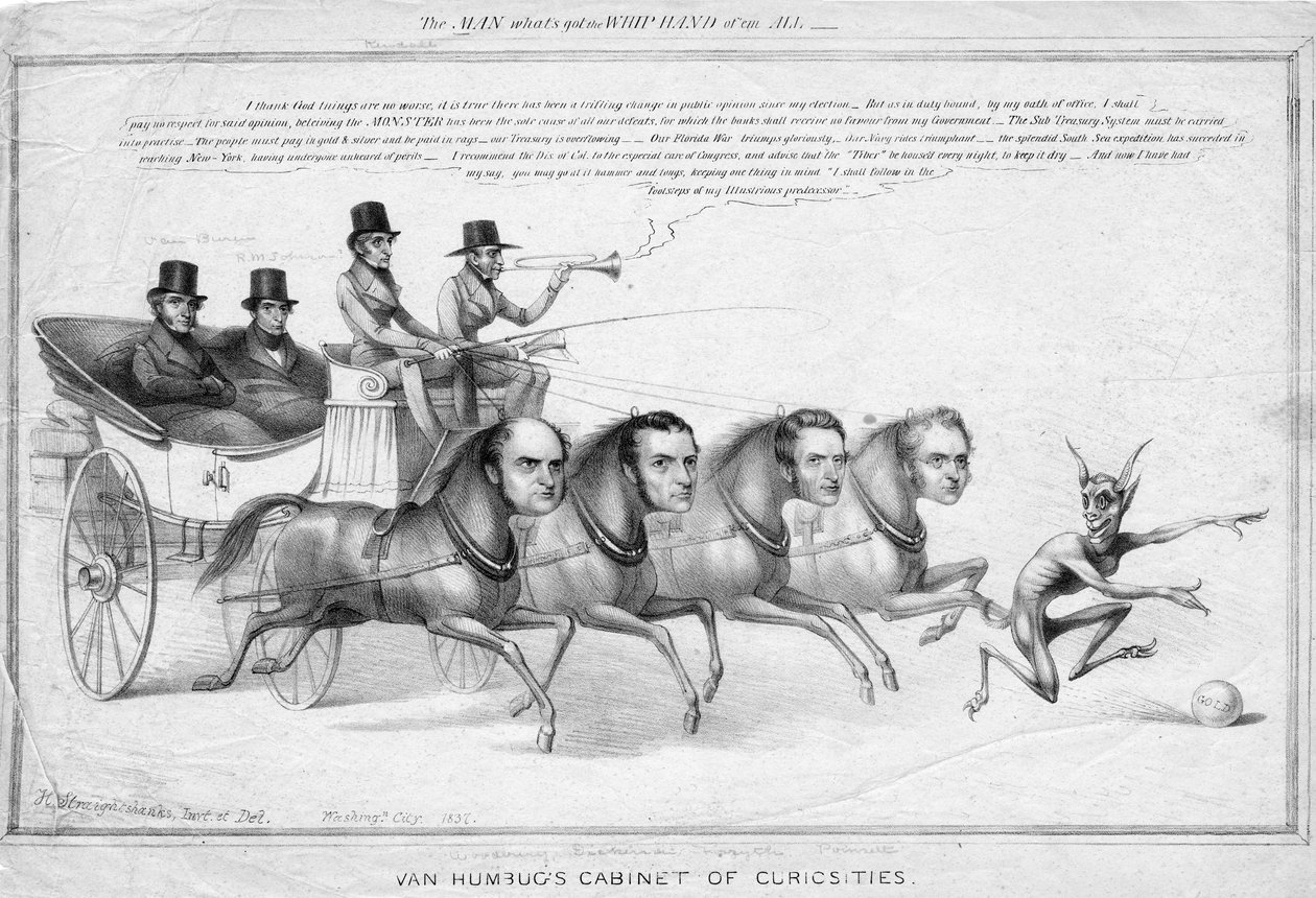 Van Humbugs Kuriositätenkabinett, um 1837 von David Claypoole Johnston