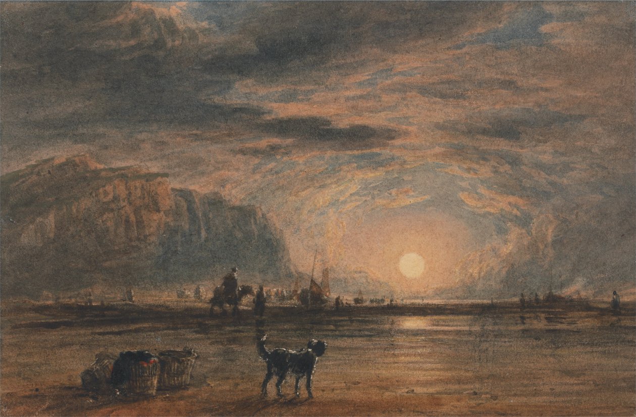 Strandszene - Sonnenaufgang von David Cox