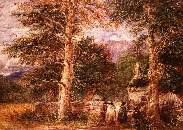 Kirche von Bettws-y-Coed, Nordwales von David Cox