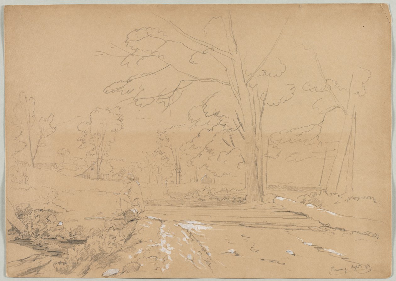 Landschaft mit angelndem Mann, Conway, New Hampshire von David Johnson