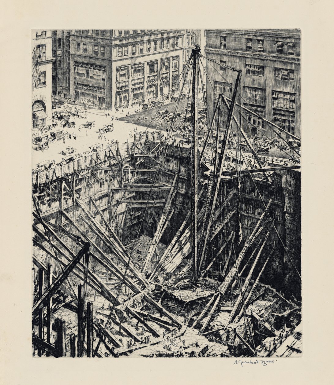 Eine Ausgrabung in Manhattan von David Muirhead Bone