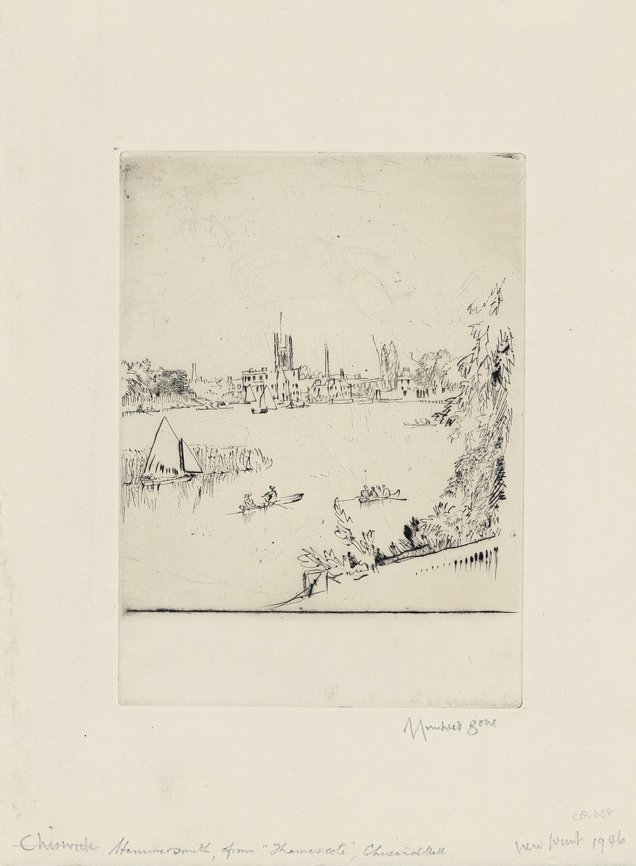 Hammersmith von Thamescote, Chiswick Mall von David Muirhead Bone