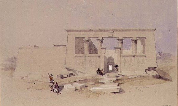 Tempel in Wady Dabod, Nubien 1849 von David Roberts