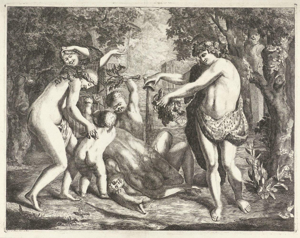 Landschaft mit Bacchanal, mit Bacchus von David van der Plas