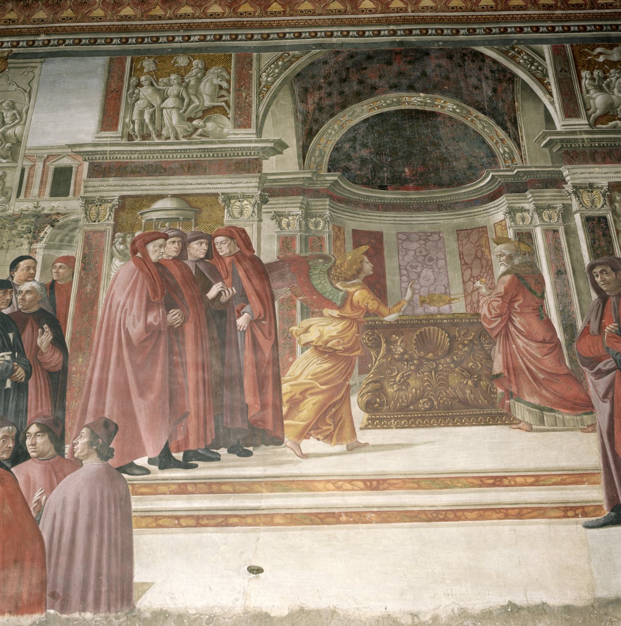 Der Engel erscheint dem heiligen Zacharias im Tempel, 1485-90 von Domenico Ghirlandaio