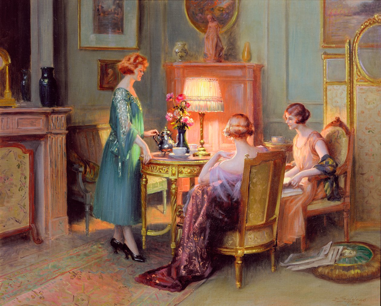 Tee bei Lampenlicht von Delphin Enjolras