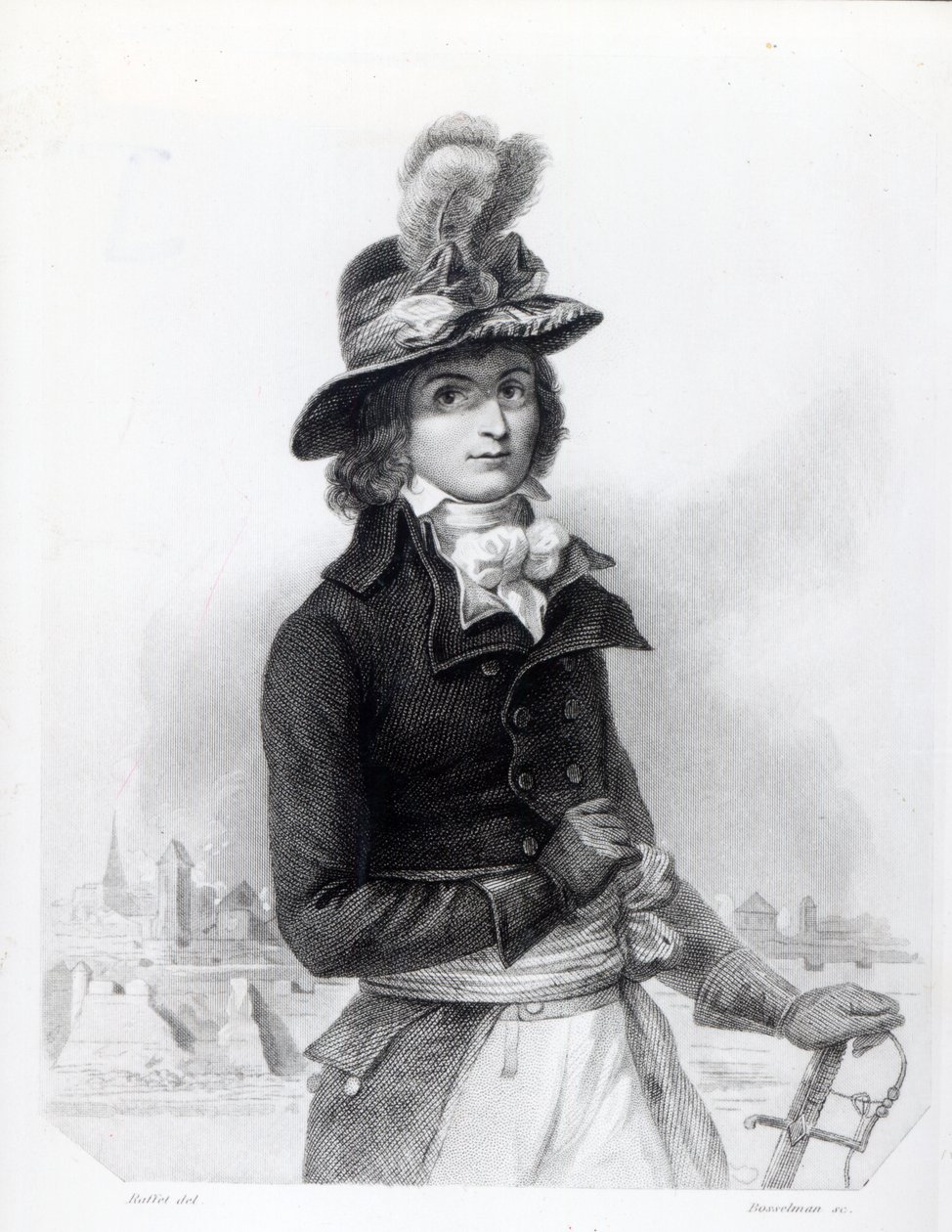 Louis Antoine de Saint-Just, graviert von Bosselman von Denis Auguste Marie Raffet