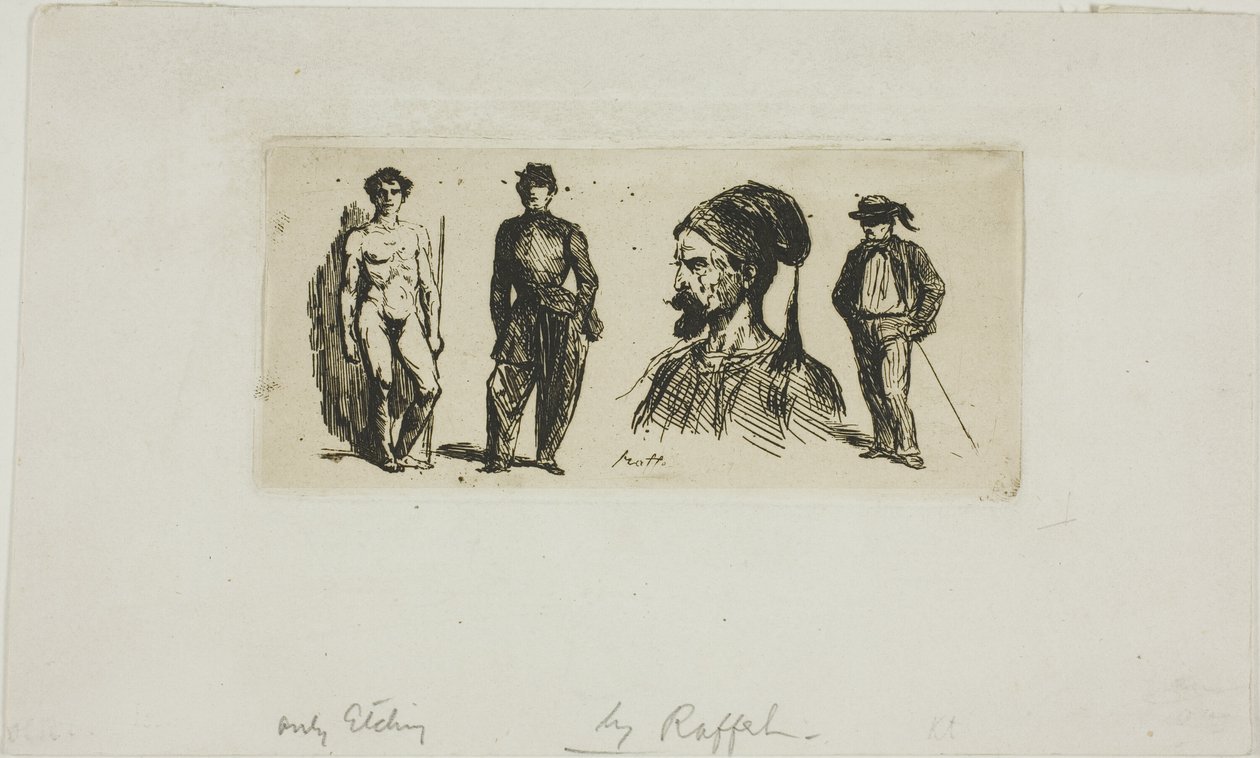 Blatt mit Skizzen von Denis Auguste Marie Raffet