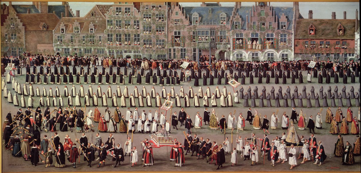Der Ommeganck in Brüssel 1615: Prozession von Notre Dame de Sablon, 1616 (Detail) von Denys van Alsloot