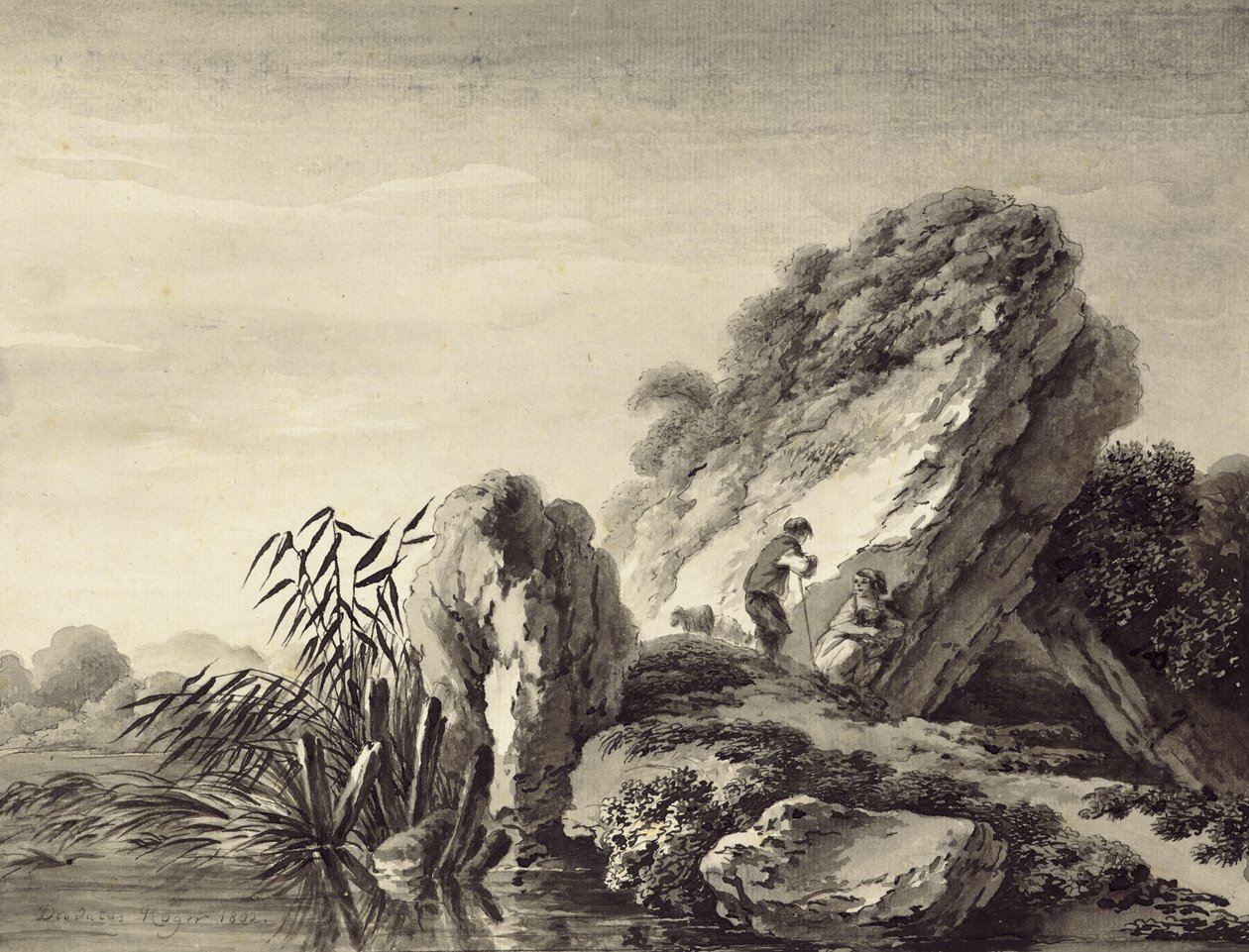 Hirtenszene in südlicher Landschaft von Deodatus de Roger
