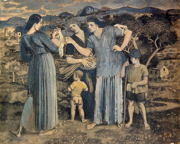 Mütter und Kinder in der Landschaft von Derwent Lees