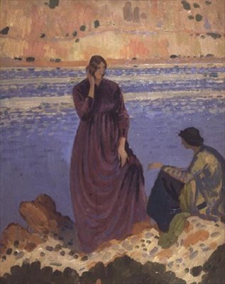 Zwei Mädchen am Ufer von Derwent Lees