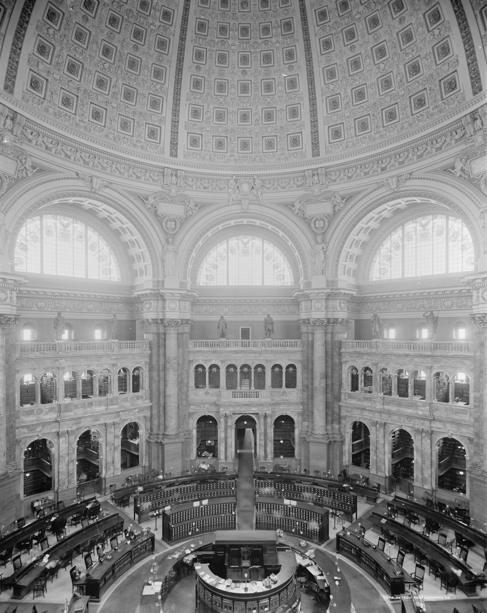 Lesesaal Rotunde, Library of Congress, Washington, D.C., ca. 1904 von Detroit Publishing Co.