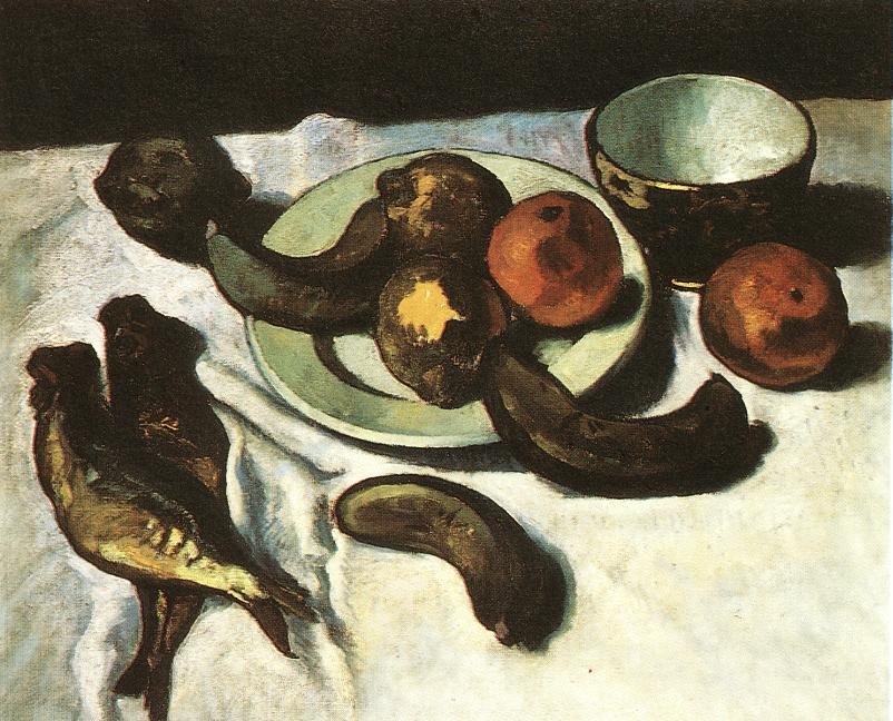 Stillleben mit Bananen, Orangen und Fischen von Dezso Czigany