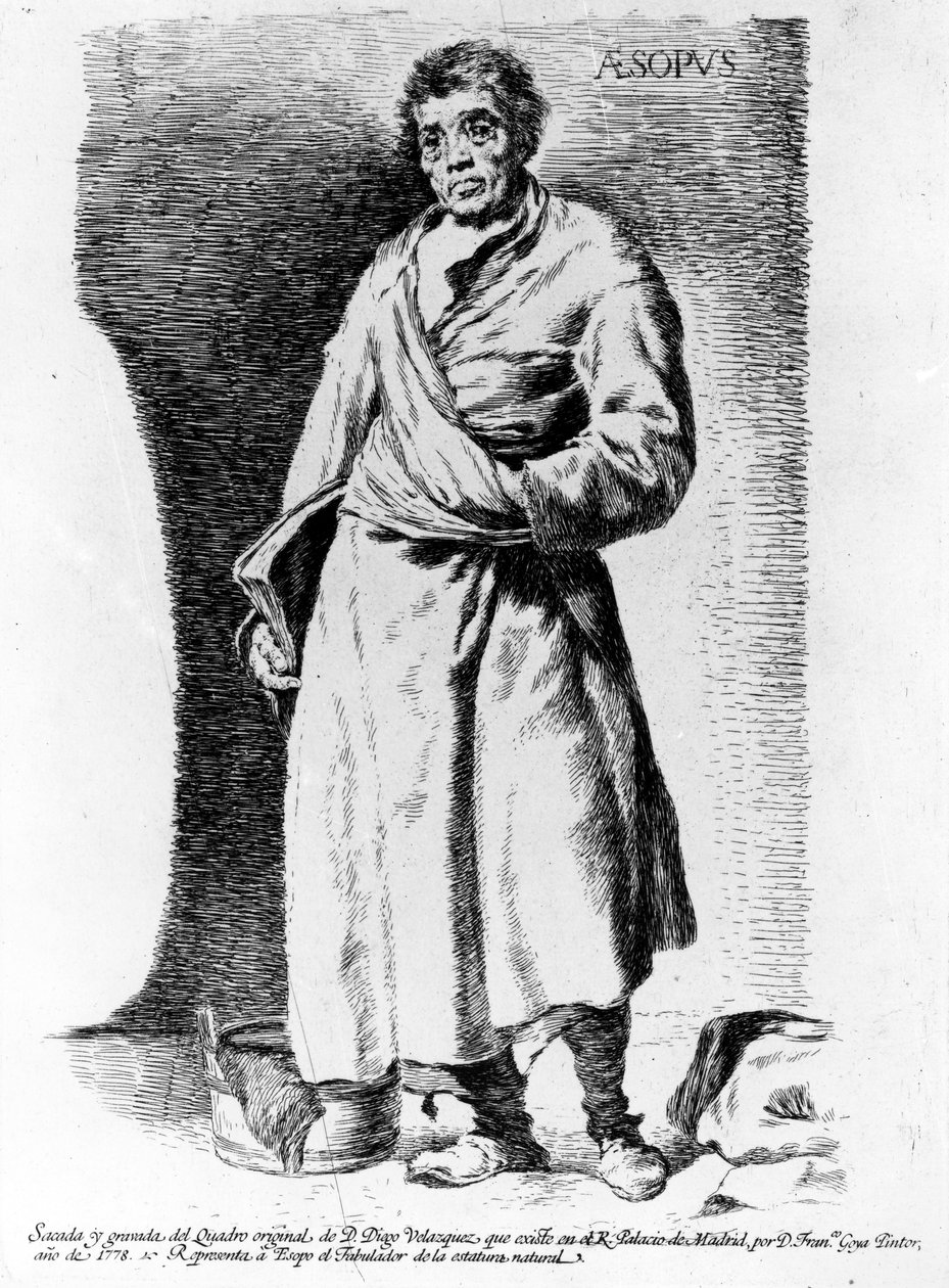 Äsop, Druck von Francisco de Goya y Lucientes, 1778 von Diego Velázquez