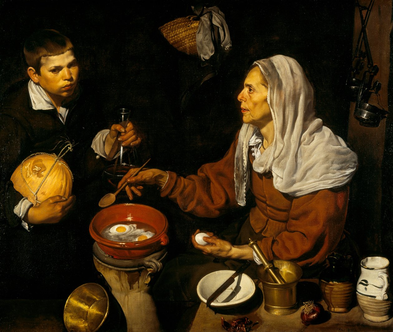 Eine alte Frau kocht Eier von Diego Velázquez