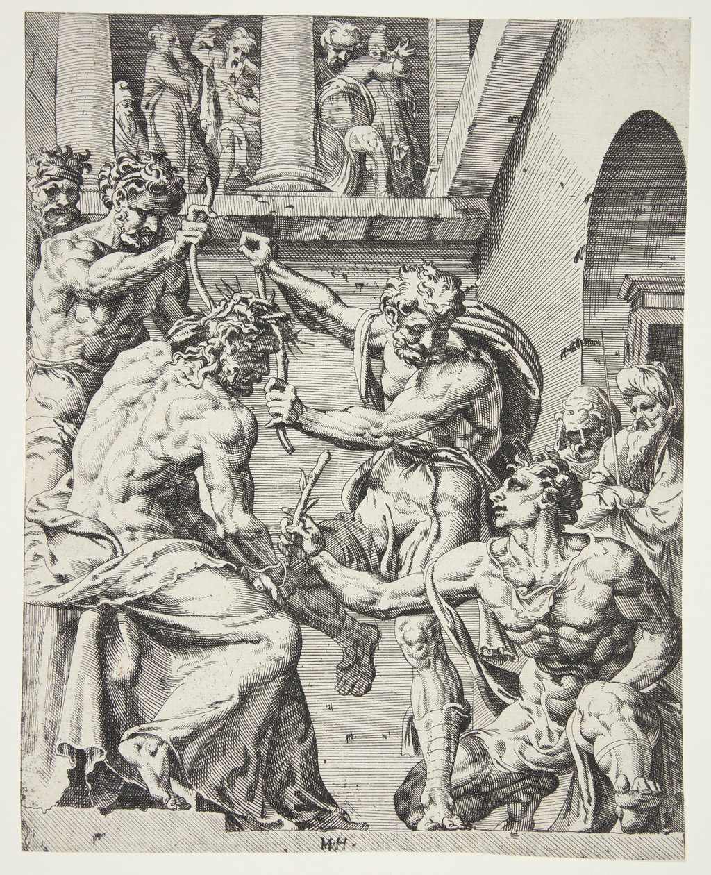 Die Krönung mit Dornen von Dirck Volckertsz. Coornhert