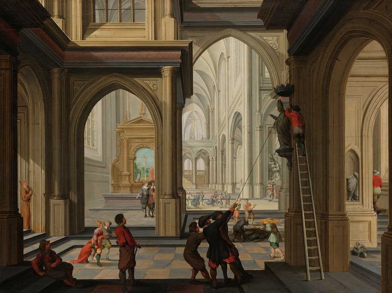 Bildersturm in einer Kirche von Dirck van Delen