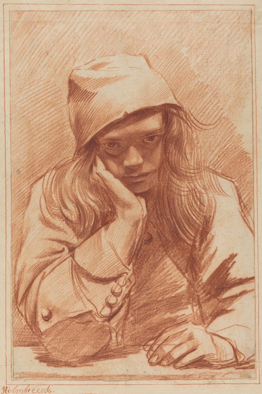 Selbstporträt (Rötel) von Dirk Theodor Helmbrecker