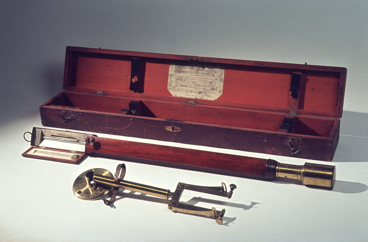 Marinebarometer mit Wandhalterung und Kardanringen, in Holzkiste mit Anweisungen, ca. 1820 von Dollond