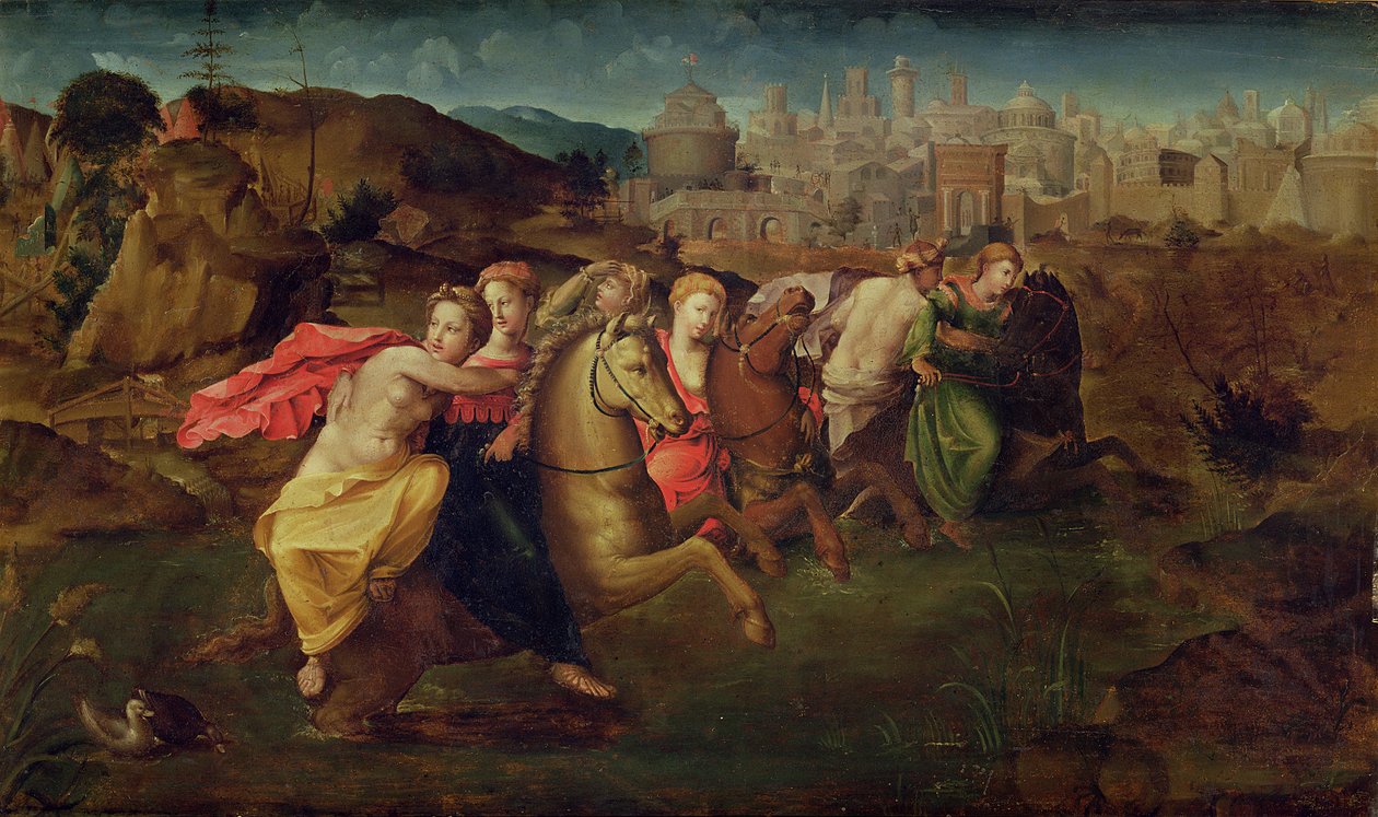 Cloelia und die Jungfrauen fliehen vom Feld von Porsenna, ca. 1530-35 von Domenico di Pace Beccafumi  