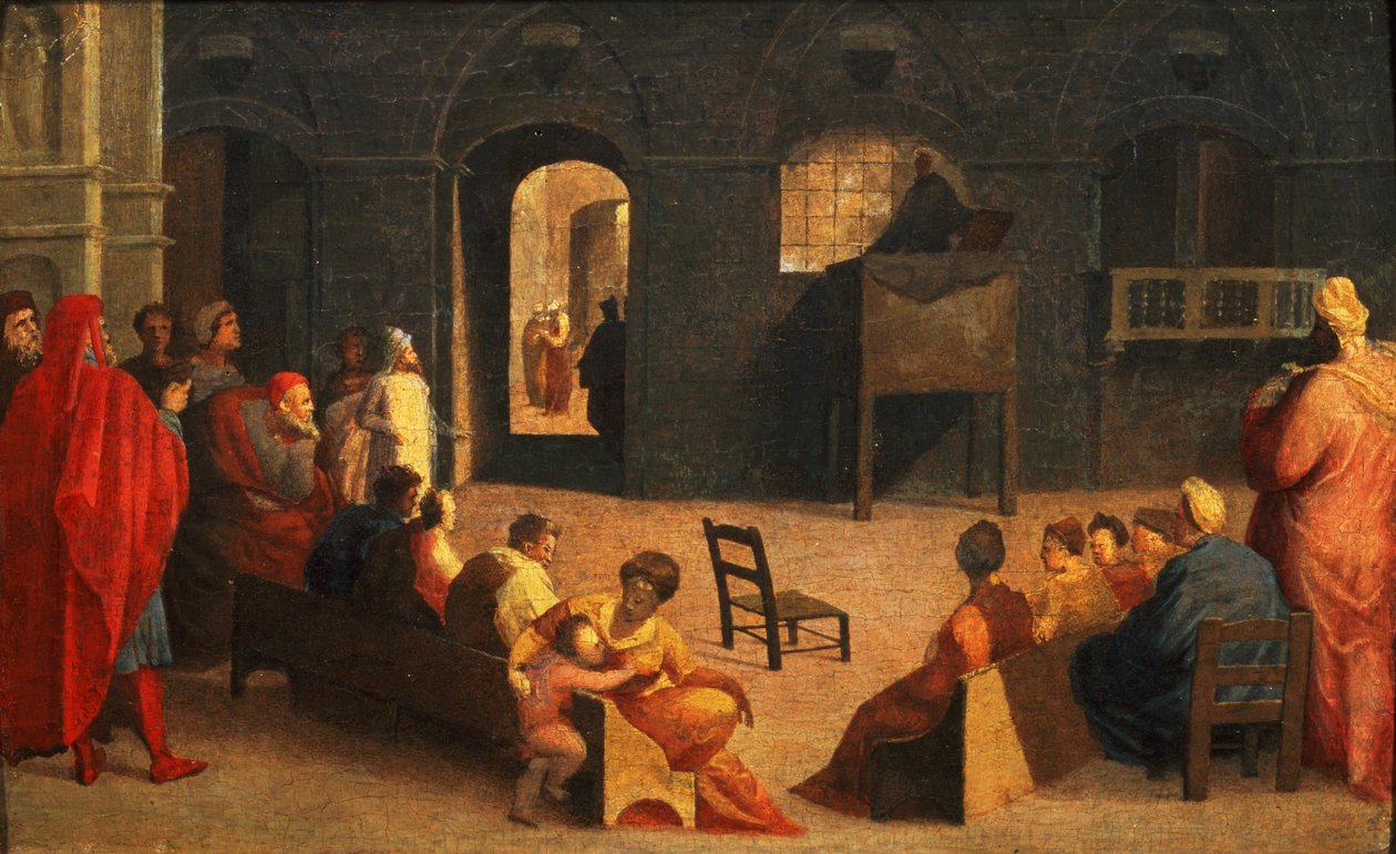 St. Bernhardin von Siena predigt von Domenico di Pace Beccafumi  