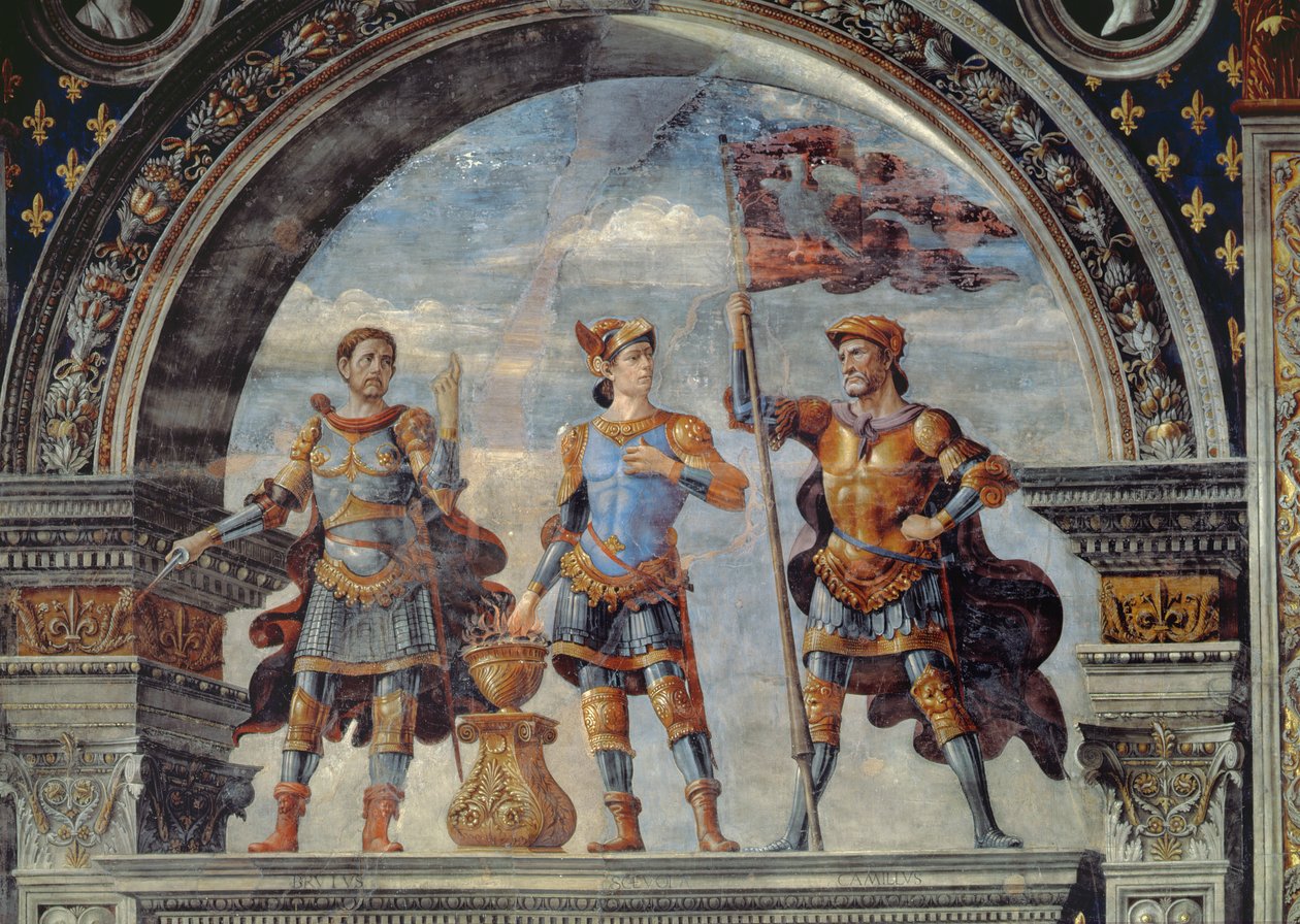 Brutus, Mucius Scaevola und Furio Camillo (Detail) von Domenico Ghirlandaio