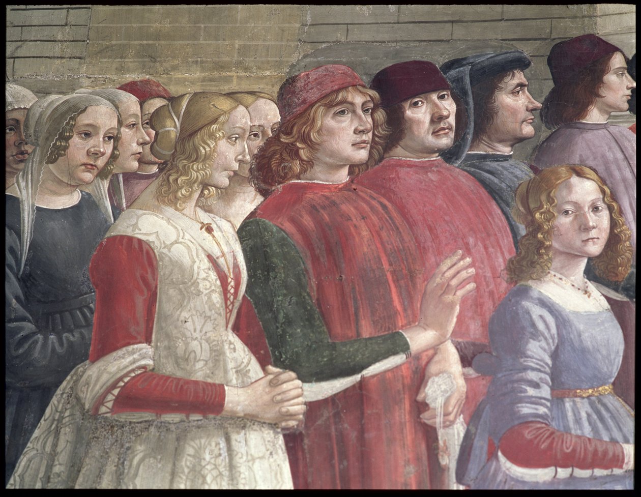 Florentiner Zuschauer, aus dem Zyklus des Hl. Franziskus, Sassetti-Kapelle, 1483 (Detail) von Domenico Ghirlandaio