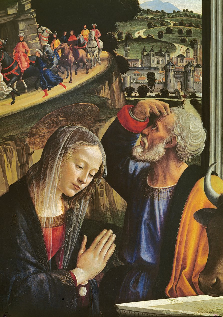 Die Geburt Christi (Detail des Altars) von Domenico Ghirlandaio