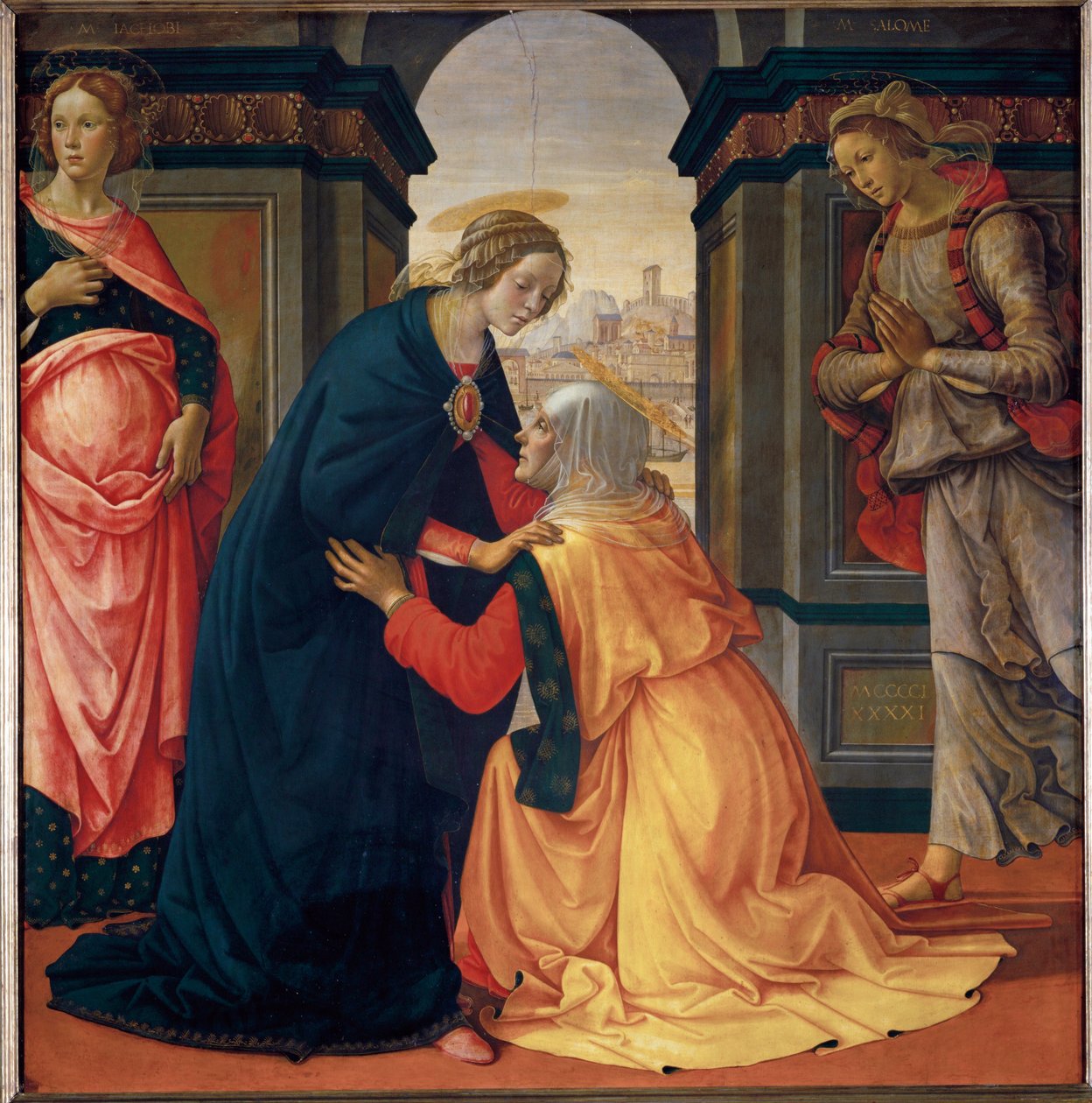Die Begegnung zwischen Maria-Jakobie und Maria-Salome von Domenico Ghirlandaio
