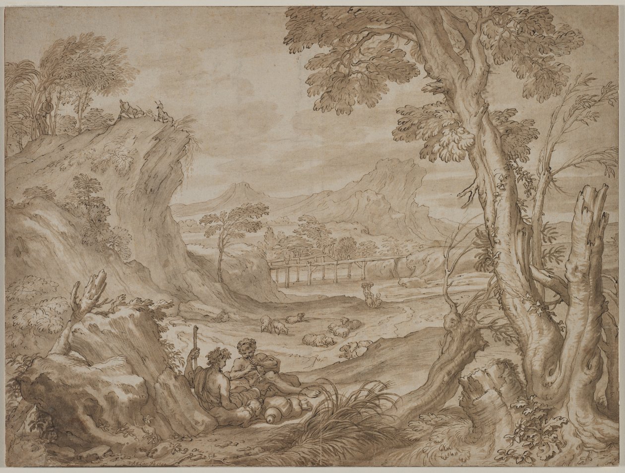 Landschaft mit Hirten (ca. 1700) von Domenico I Piola
