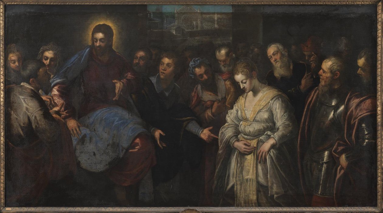 Christus und die Ehebrecherin von Domenico Tintoretto