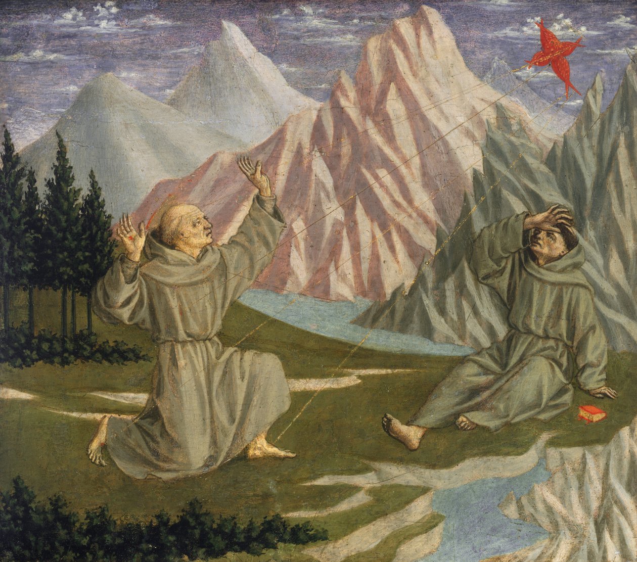 Der heilige Franziskus empfängt die Stigmata, um 1445-1450 von Domenico Veneziano