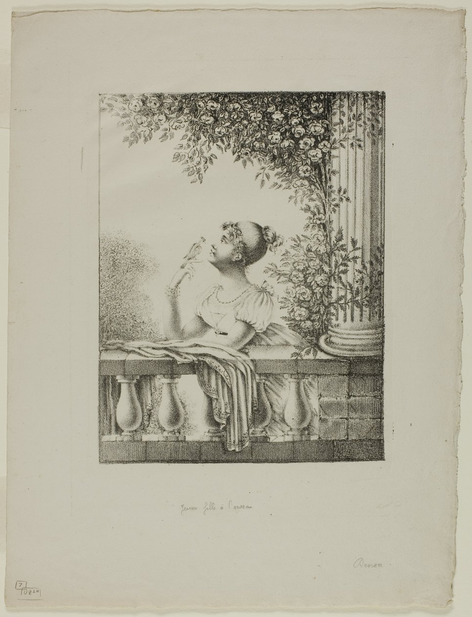 Junges Mädchen mit Vogel von Dominique Vivant Denon