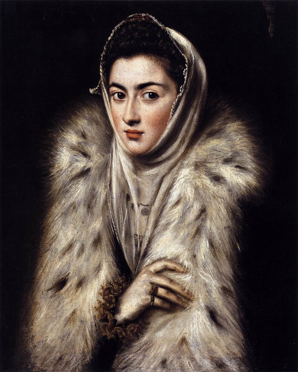 Eine Dame in einem Pelzmantel von El Greco
