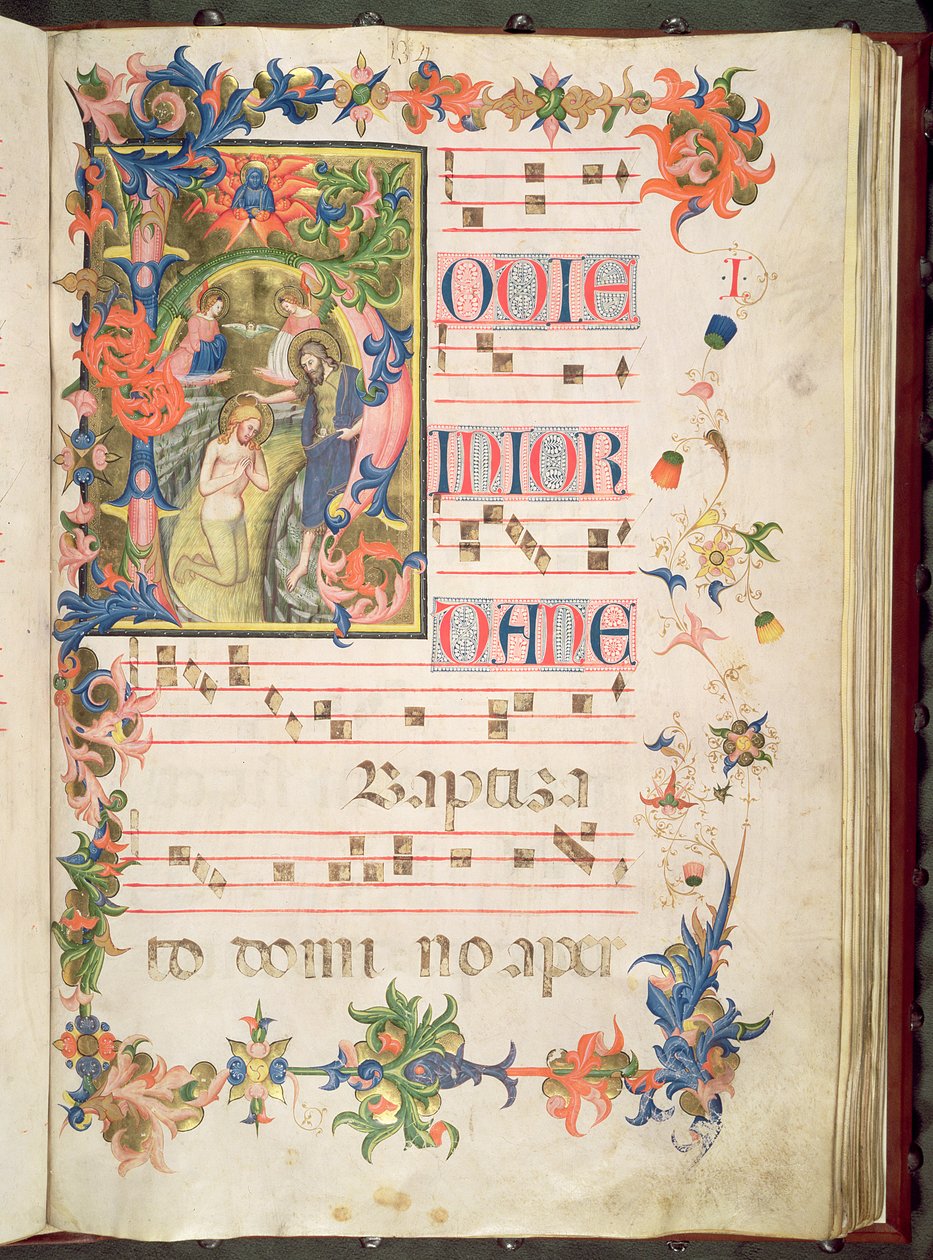Die Taufe Christi, historiierte Initiale 