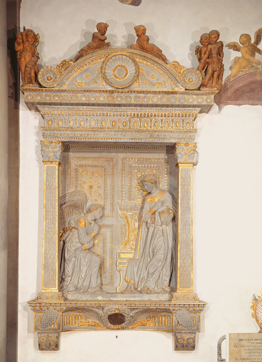 Cavalcanti-Verkündigung (vergoldeter Kalkstein) von Donatello