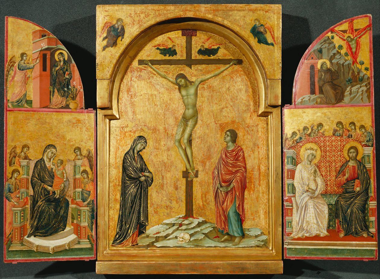 Triptychon: Kreuzigung und andere Szenen von Duccio di Buoninsegna