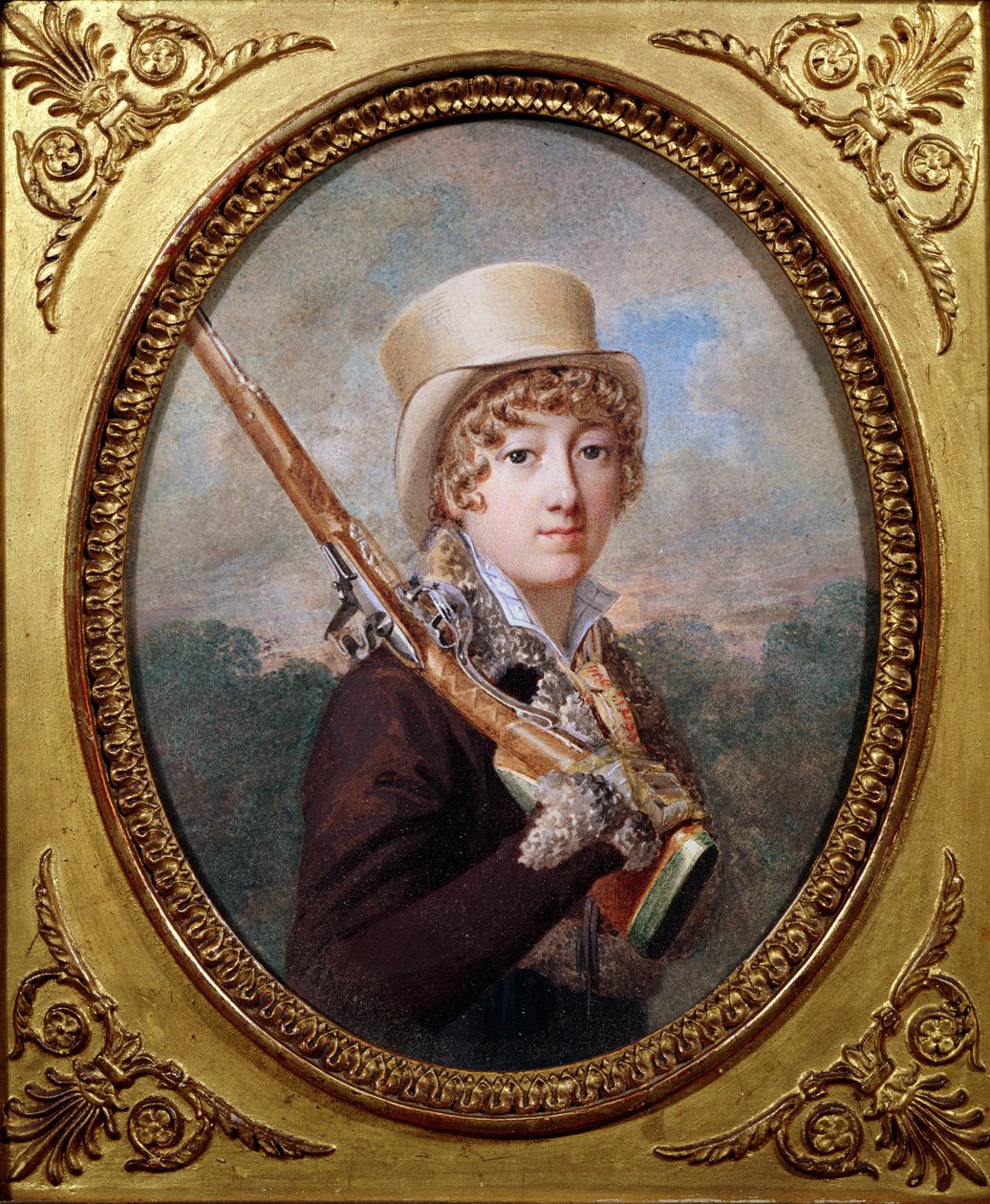 Natalie de Laborde de Mereville, Comtesse Charles de Noailles, im Park von Mereville, um 1805 von Dutailly