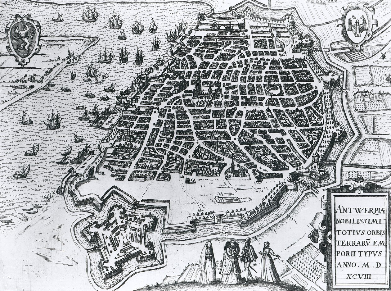 Karte von Antwerpen, 1598 von Dutch School