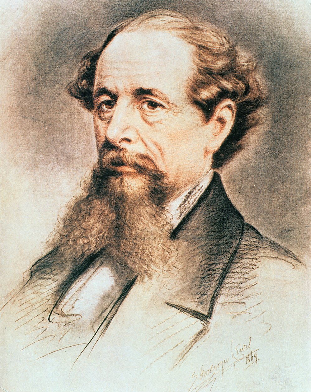 Porträt von Charles Dickens, 1869 von E. Goodwyn Lewis
