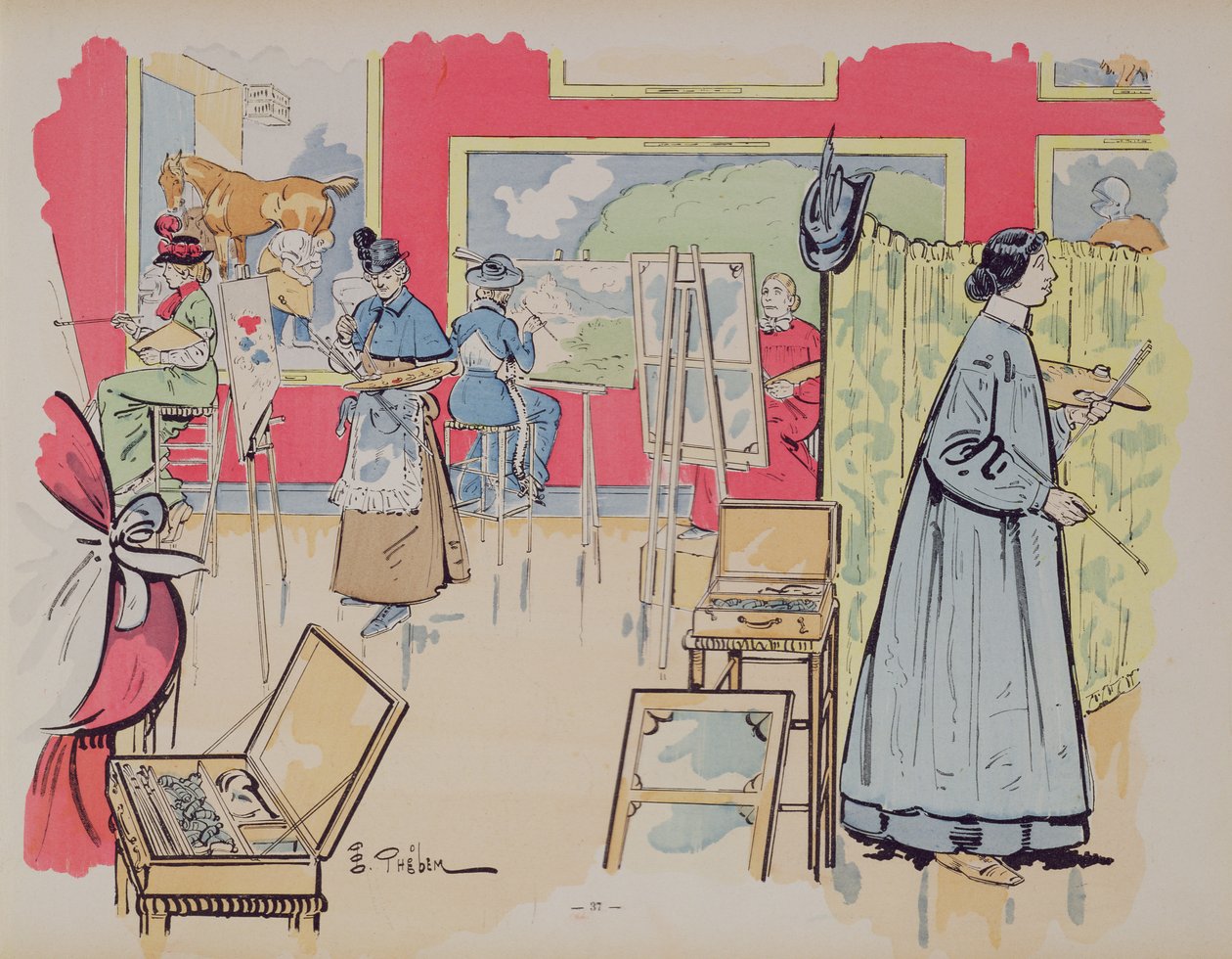 Damen in einem Malkurs, 1902 von E. Thelem