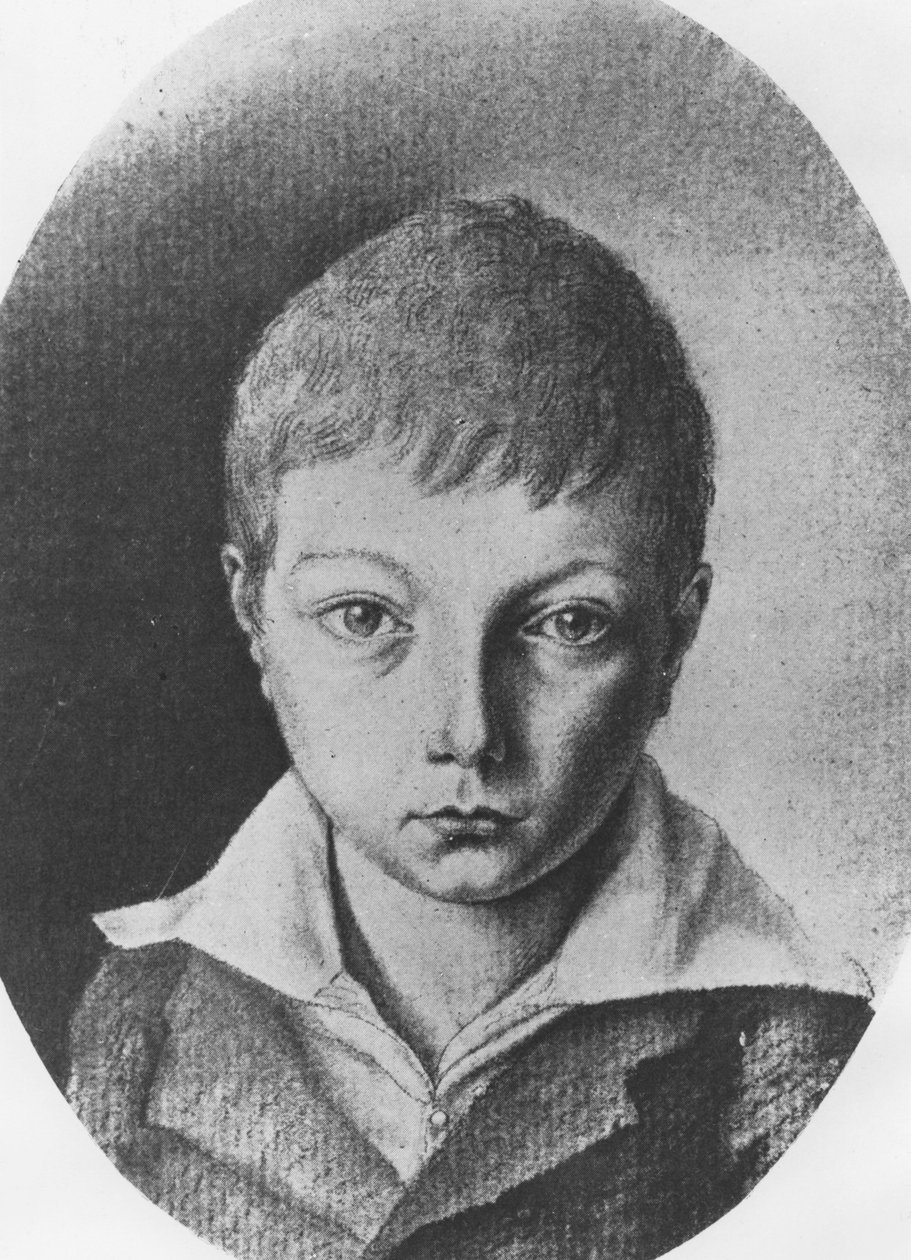 Porträt von Charles Augustin Sainte-Beuve, im Alter von 9 Jahren von E. de Bonnieres