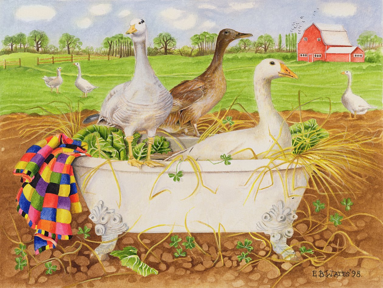 Gänse in der Badewanne, 1998 von E.B. Watts