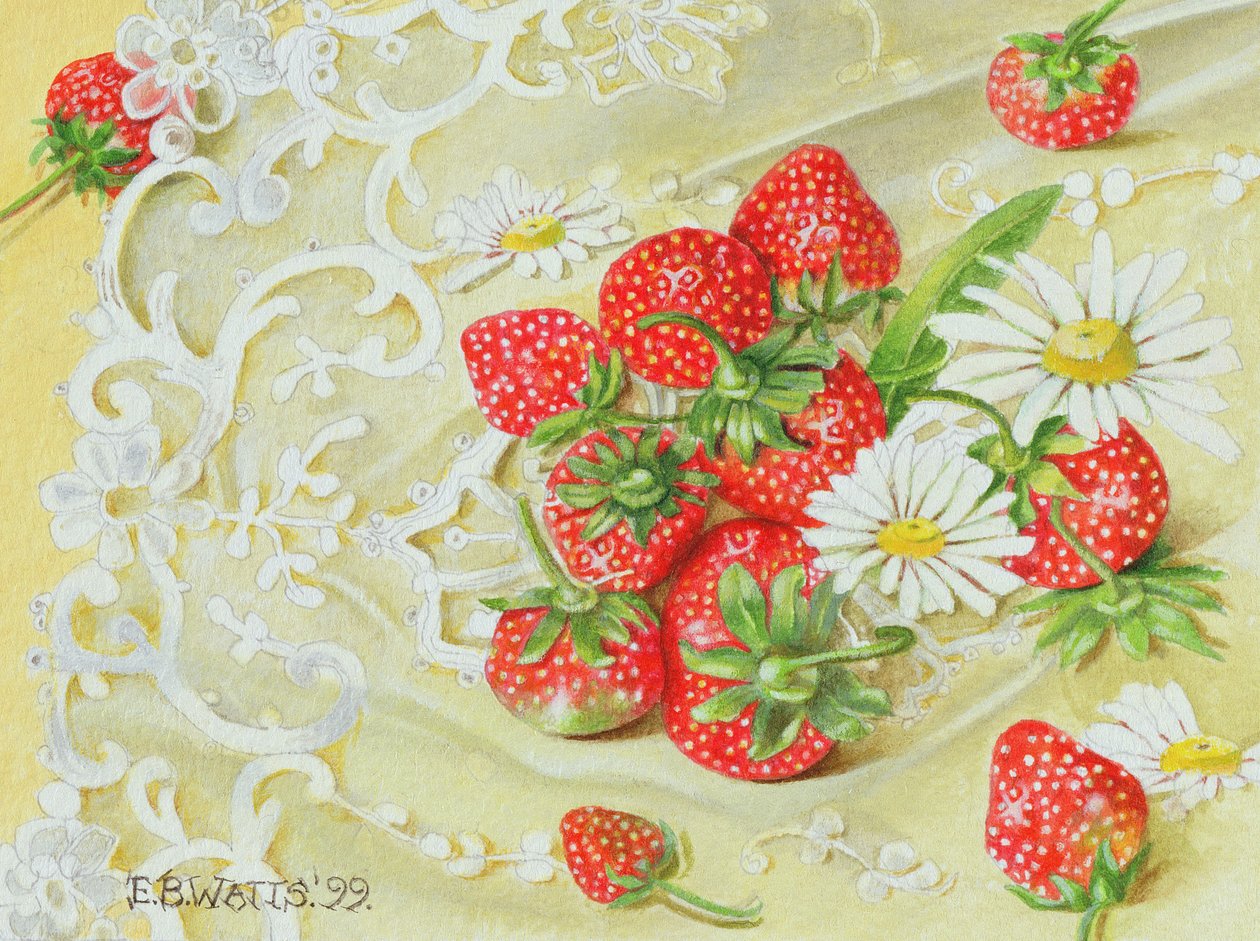 Erdbeeren auf Spitze, 1999 von E.B. Watts