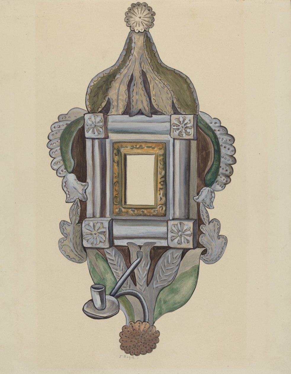 Kerzenleuchter mit Spiegel von E. Boyd