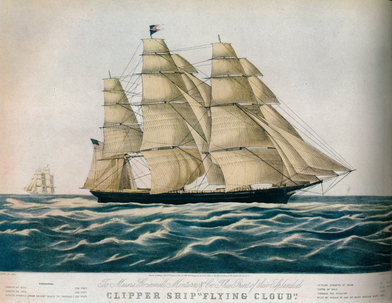Clipper-Schiff: Flying Cloud, 1852 von E Brown Jr