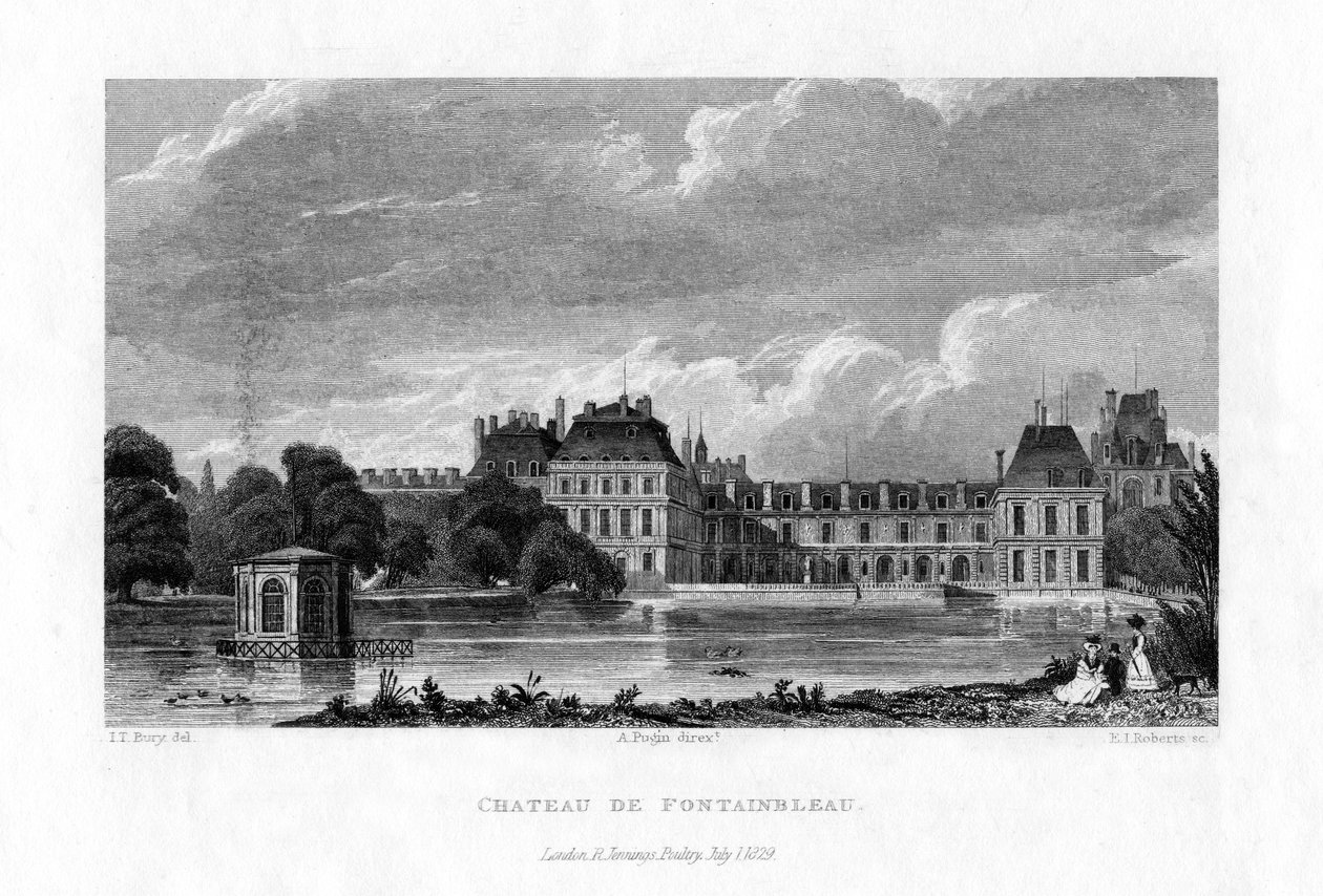 Château de Fontainebleau, Frankreich, 1829 von E. I. Roberts