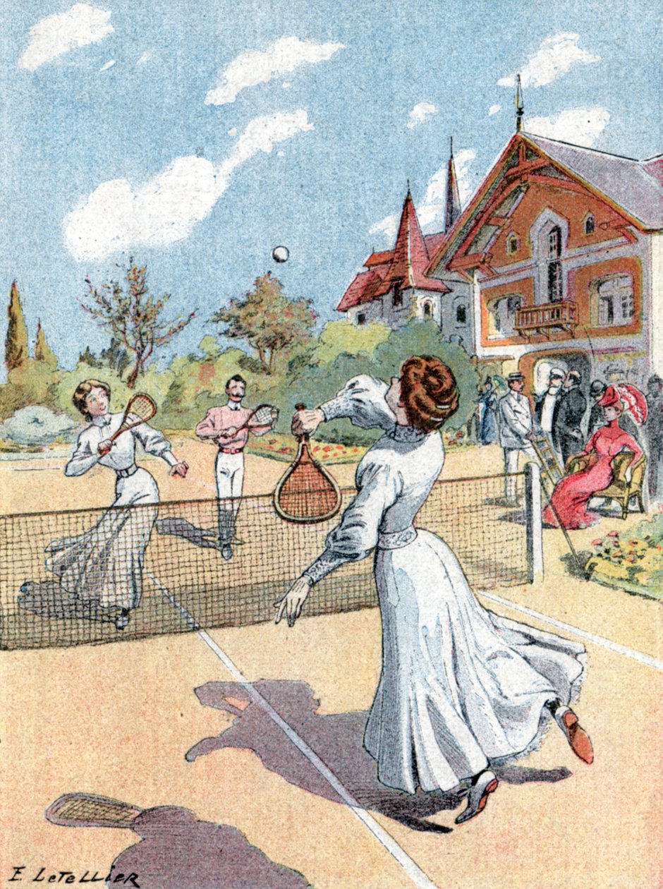 Tennis, um 1910 (Illustration) von E. Letellier
